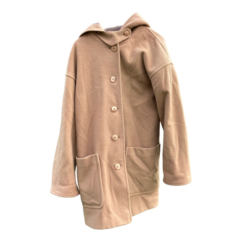 VTG Forecaster Boston Wool Tan Camel Brown Hooded Winter Duffle Coat Womens 7/8